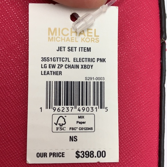 MICHAEL KORS 
Jet Set Large Saffiano Leather Crossbody Bag ELECTRIC PINK COLOR - Picture 15 of 15